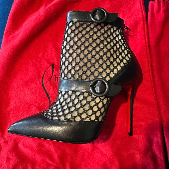 Christian Louboutin Boteboot 100 ankle boots mesh accents.size 36.5 authentic - Picture 13 of 16